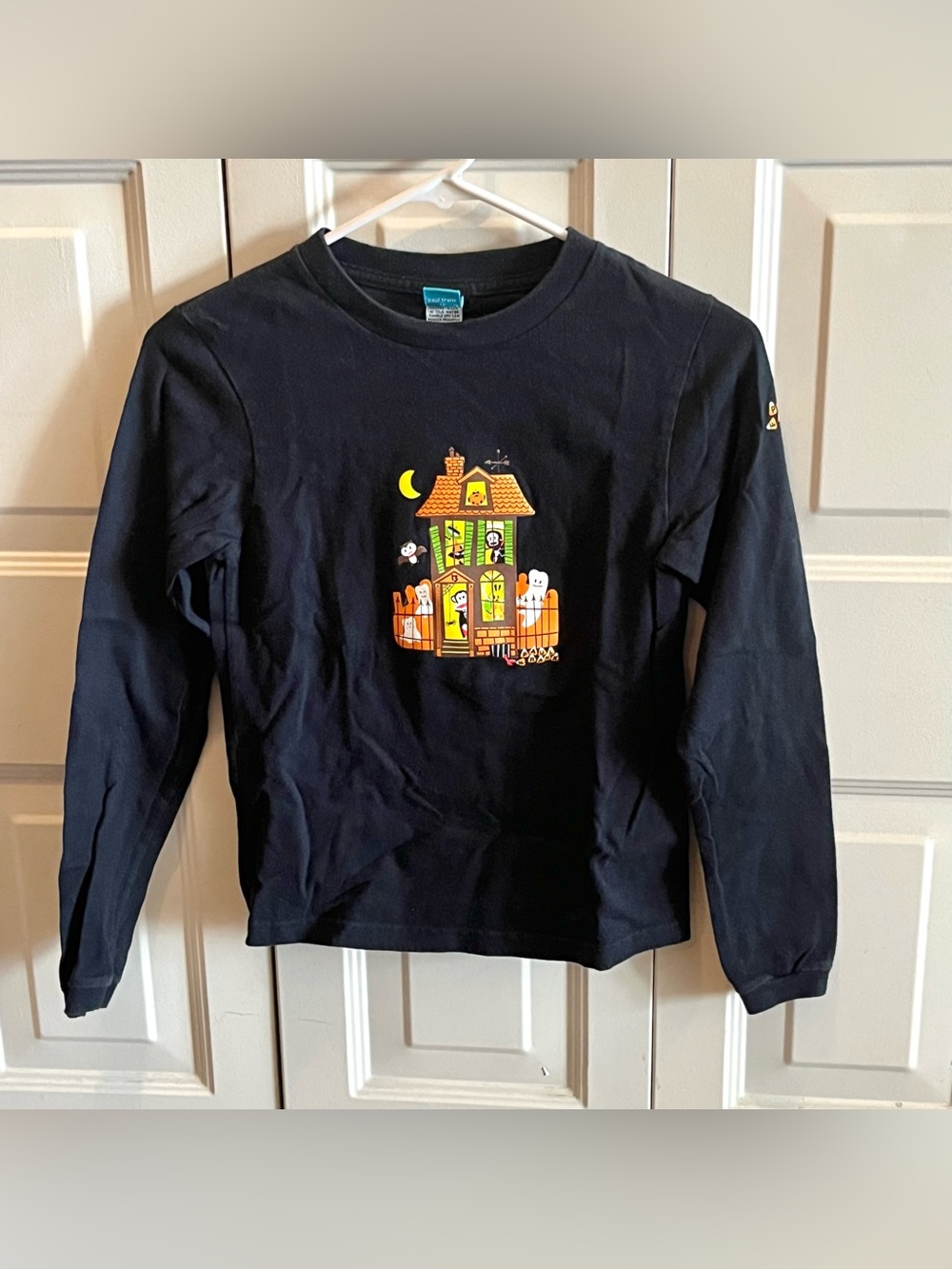 Paul Frank Halloween Haunted House Black Long Sleeve Top Vintage Small